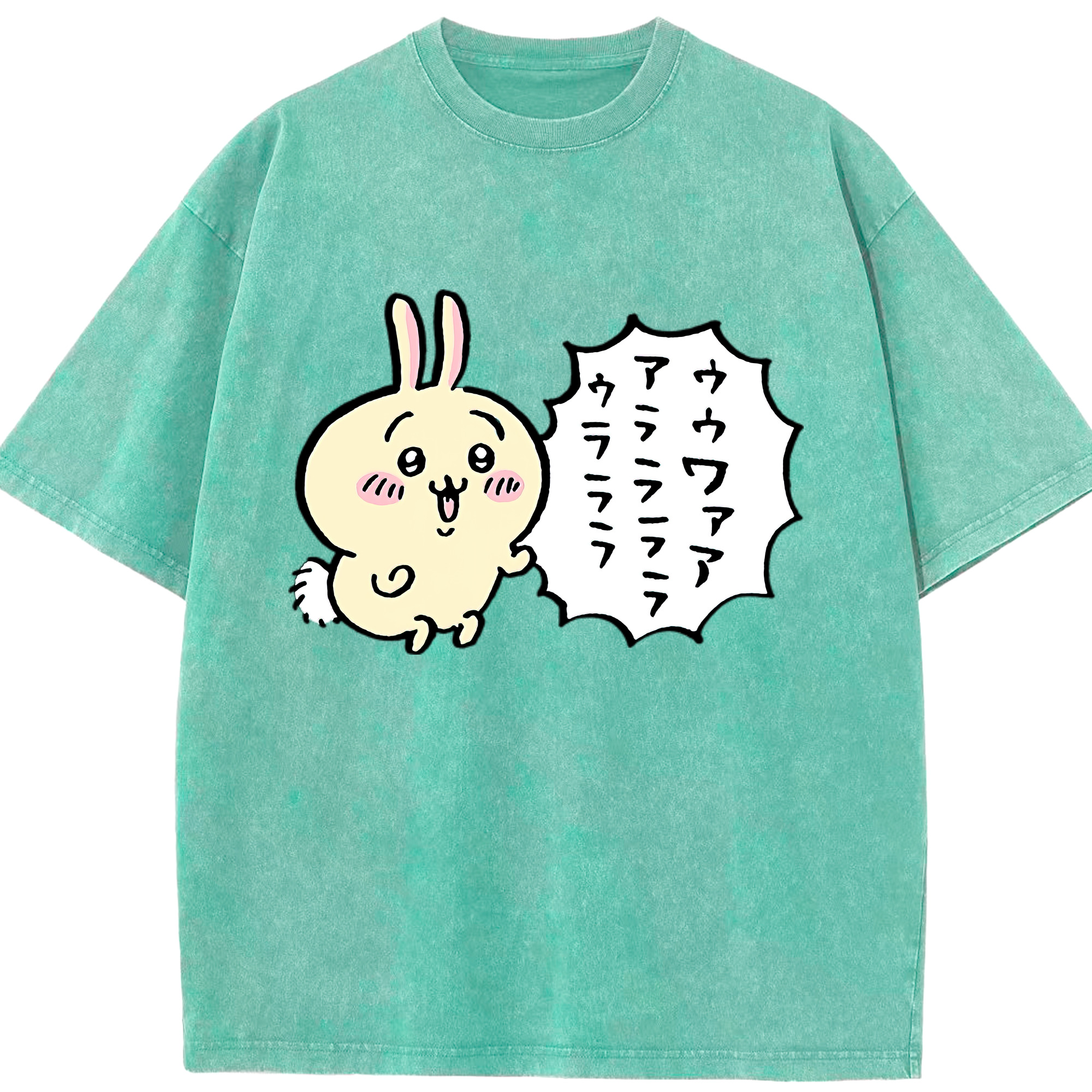 （画像用） ちいかわ うさぎ Chii-kawa usagi 綿100% ヴィンテージ風 半袖Tシャツ（フロントプリント）